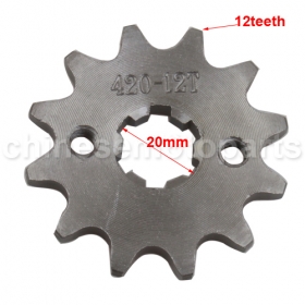 420 12-Tooth 20mm Engine Sprocket for 50cc-125cc ATV, Dirt Bike & Go Kart