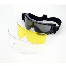 Eye Protecting Tactical Anti-fog Full Set Black Goggle Glasses With Spare Lens<br /><span class=\"smallText\">[A010-036]</span>