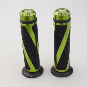 Green 7/8\" Universal Motorcycle Handle Bar End Caps Gel Hand Grips Sports Bike