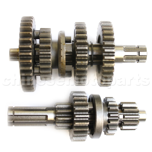 Main & Counter Shaft with Reverse (3 forward puls 1 reverse gear) for 50-125cc ATV, Dirt Bike & Go Kart