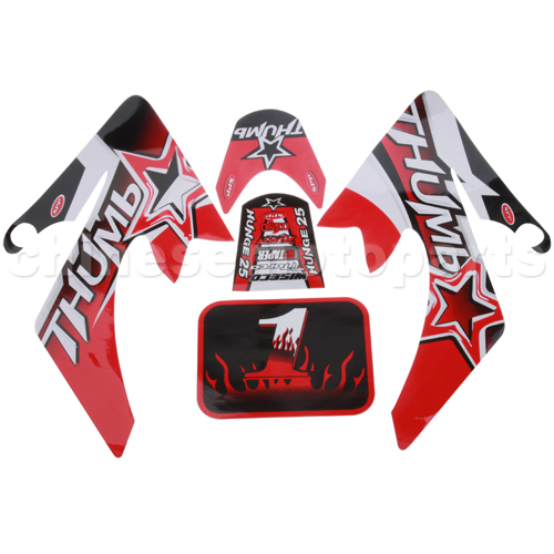 Decals for 50-125 Dirtbike-Red&Black
