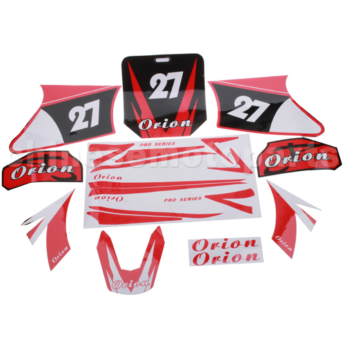 Decals for 50-125 Dirtbike-Red No.27