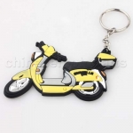 Soft Rubber Motorcycle Keychain Yellow For Scooters